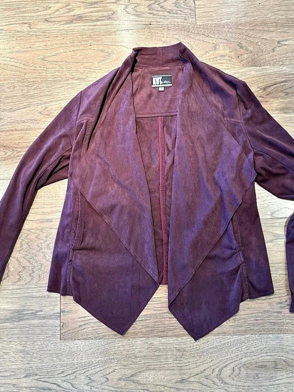 Kut from the Kloth Faux Suede Drape Front Jacket Faux Leather Draped Jacket Size